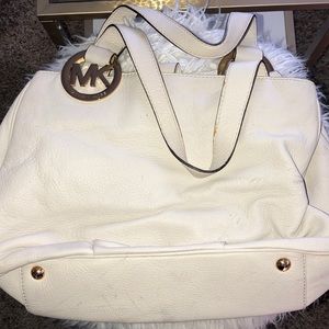 White Leather Michael Kors Tote